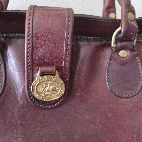 Brahmin leather satchel 13" by 8" Chocolate Brown VTG - Picture 10 of 11